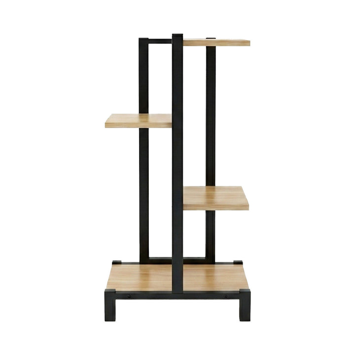 4-Tier Plant Stand Shelf 75cm - Black & Oak
