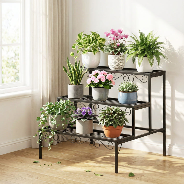 3-Tier Plant Stand Shelf 62cm - Black
