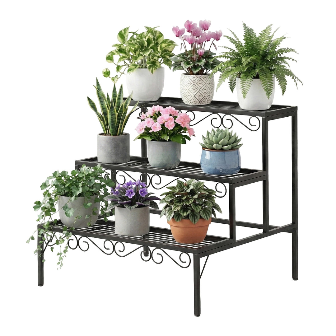 3-Tier Plant Stand Shelf 62cm - Black