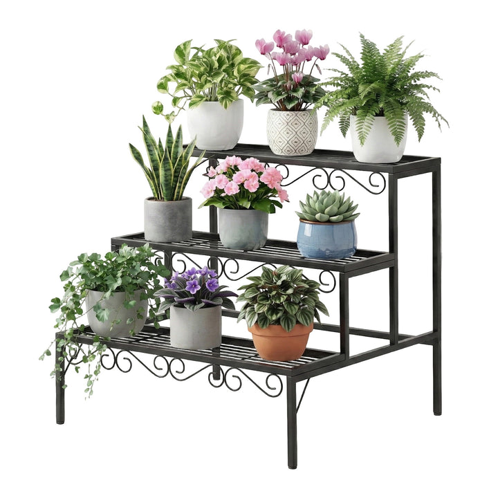 3-Tier Plant Stand Shelf 62cm - Black