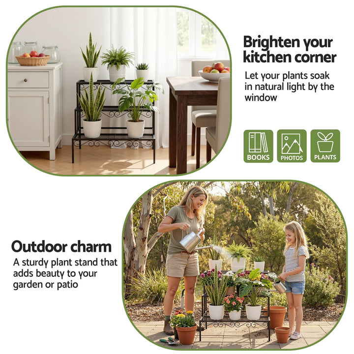 3-Tier Plant Stand Shelf 62cm - Black
