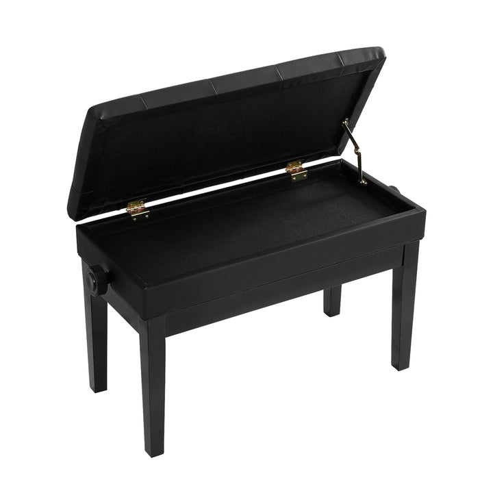 Piano Stool PU Leather Storage Bench Adjustable Height Seat - Black - Homecoze