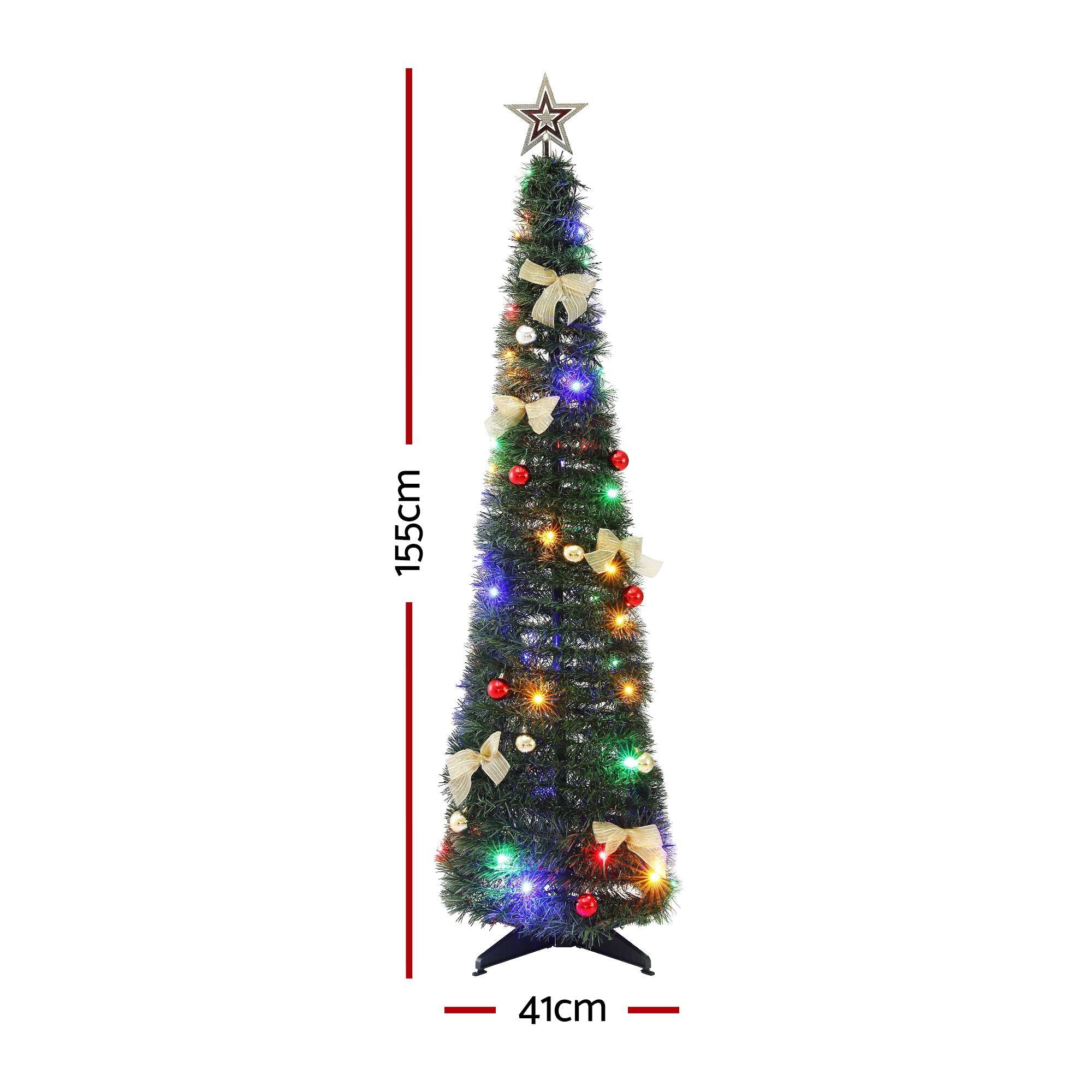 5FT Pre-lit Multicolour LED Pop-Up Christmas Tree – Gold Bow