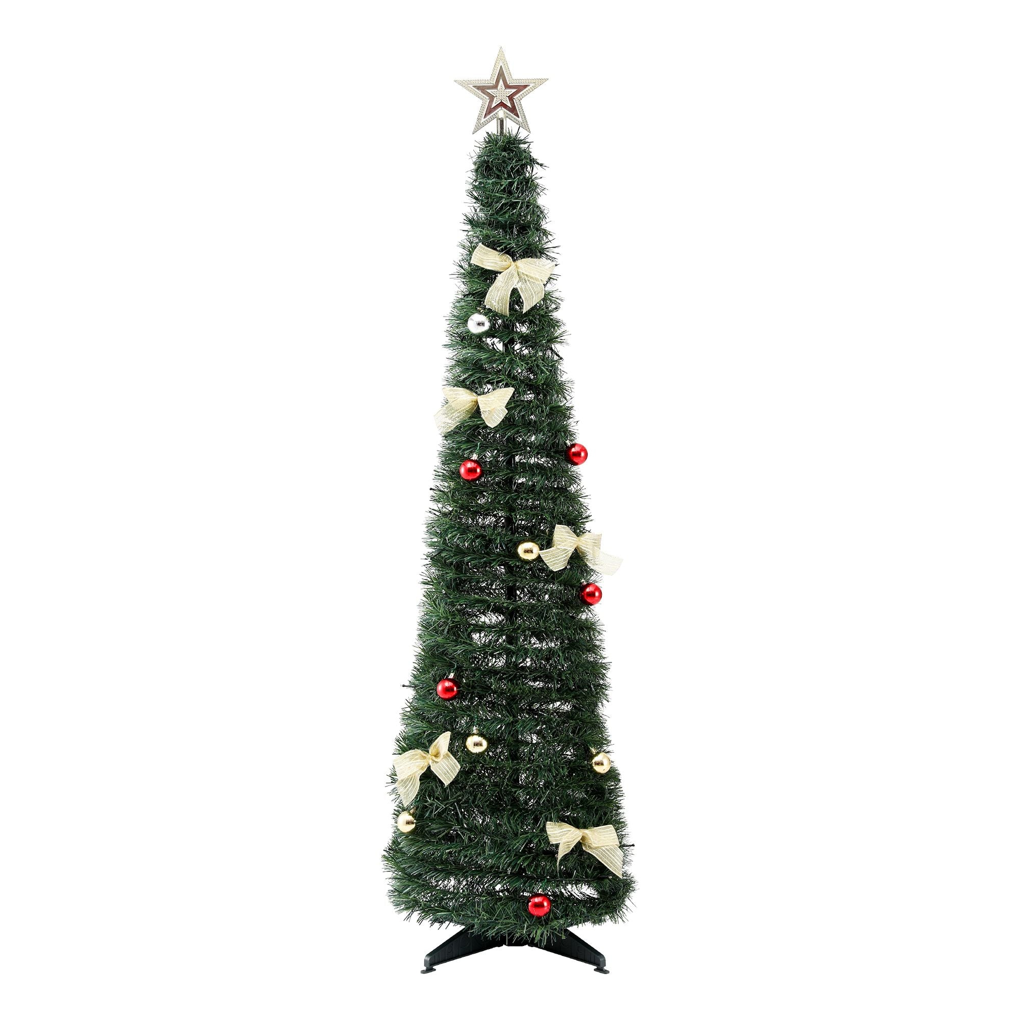 5FT Pre-lit Multicolour LED Pop-Up Christmas Tree – Gold Bow