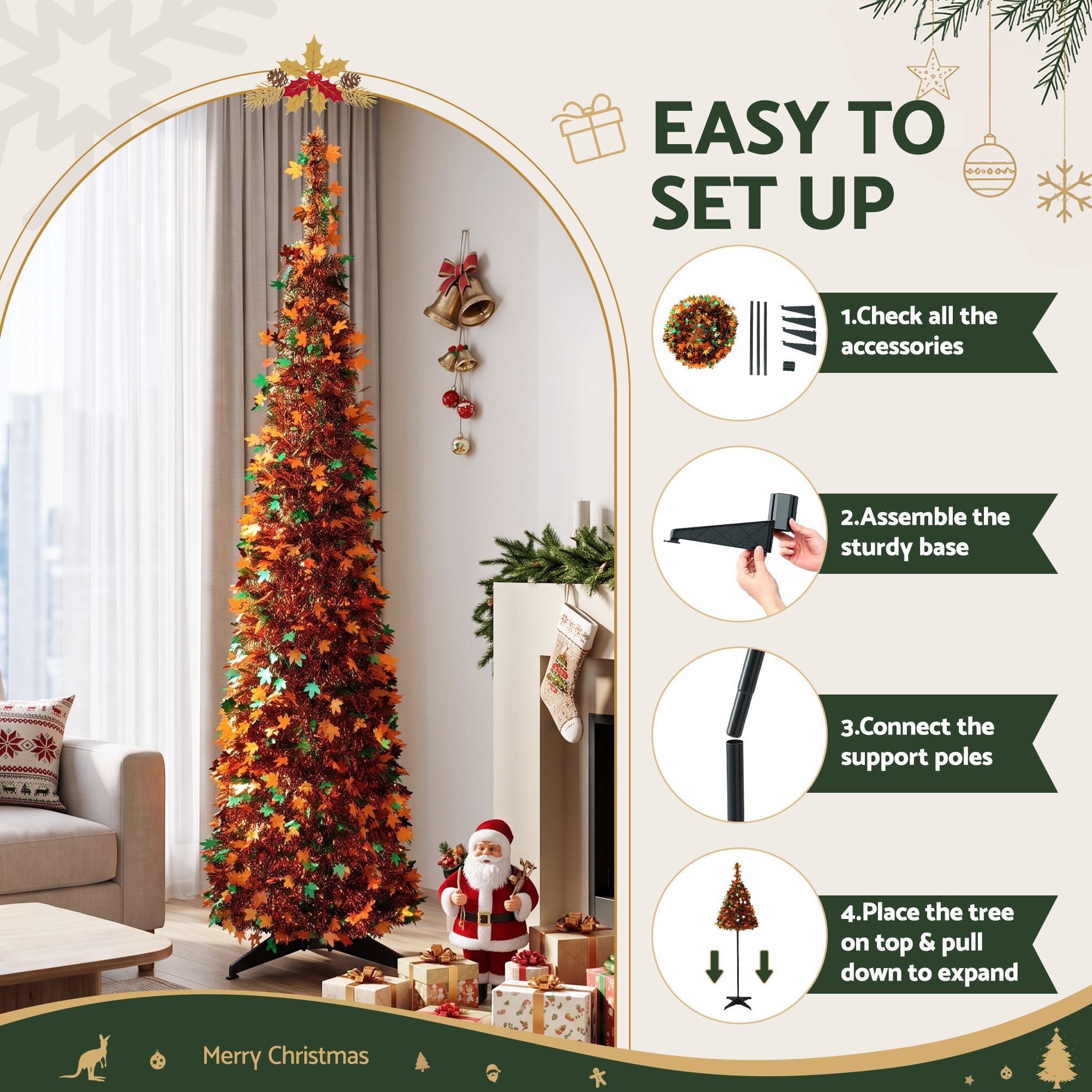 5.2FT Pop-Up Christmas Tree – Golden Maple Leaf