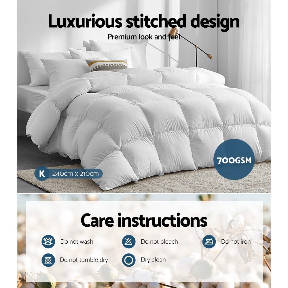 King 700GSM Duck Down Feather Quilt - Homecoze