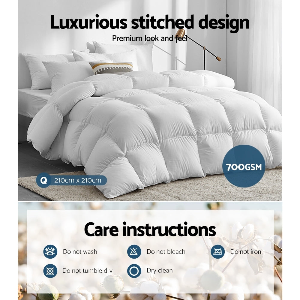 Queen 700GSM Duck Down Feather Quilt - Homecoze