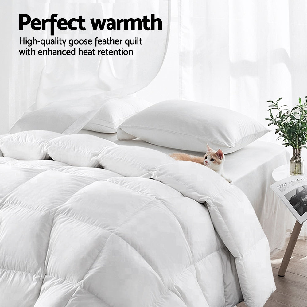 Super King 500GSM Goose Down Feather Quilt - Homecoze