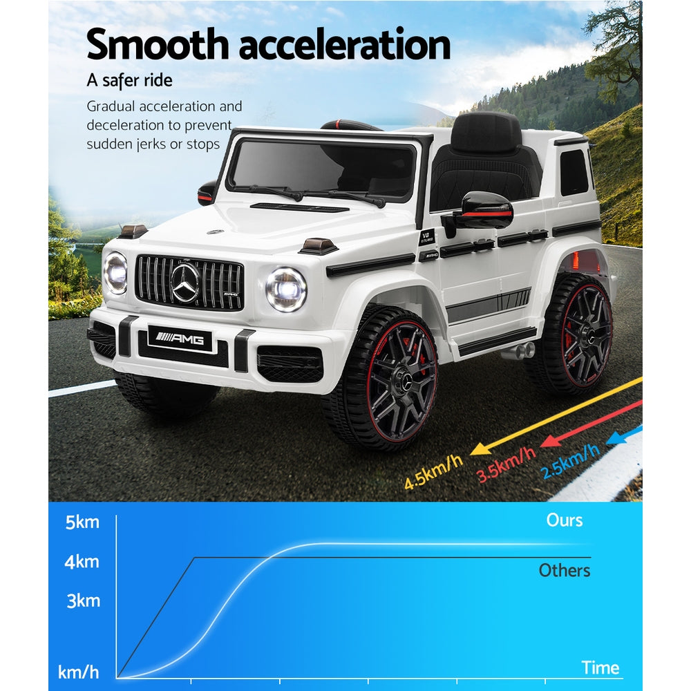 Mercedes-Benz Kids Ride On Car Electric AMG G63 Licensed Remote Cars 12V White - Homecoze