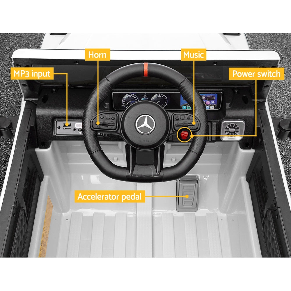 Mercedes-Benz Kids Ride On Car Electric AMG G63 Licensed Remote Cars 12V White - Homecoze