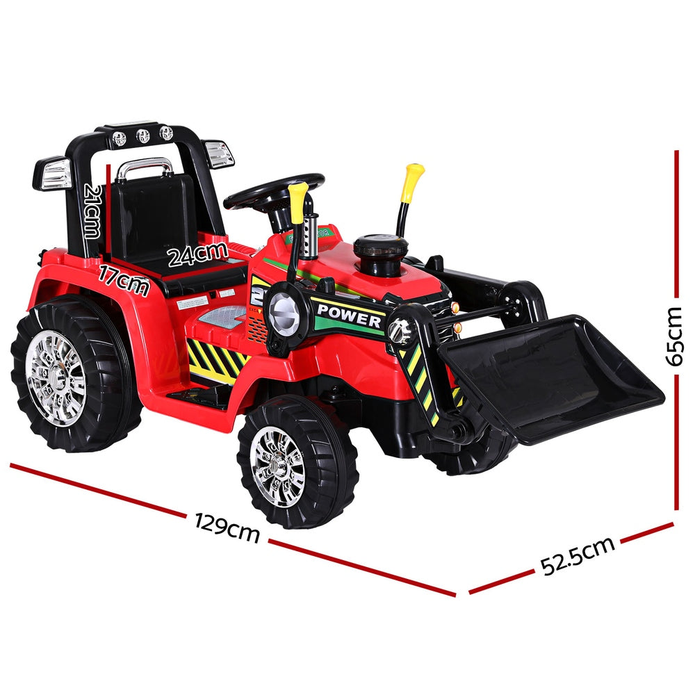Kids 6V Ride On Dozer Loader Electric Car - Red - Homecoze