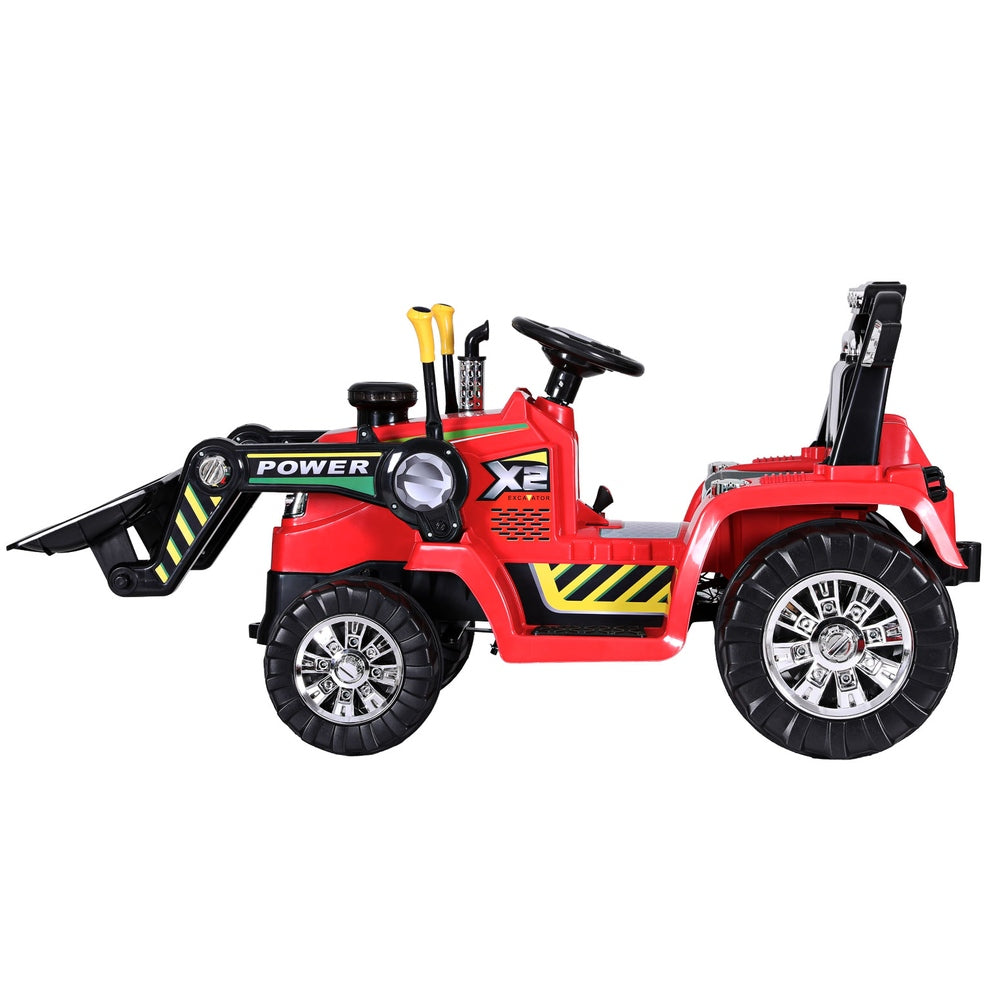 Kids 6V Ride On Dozer Loader Electric Car - Red - Homecoze
