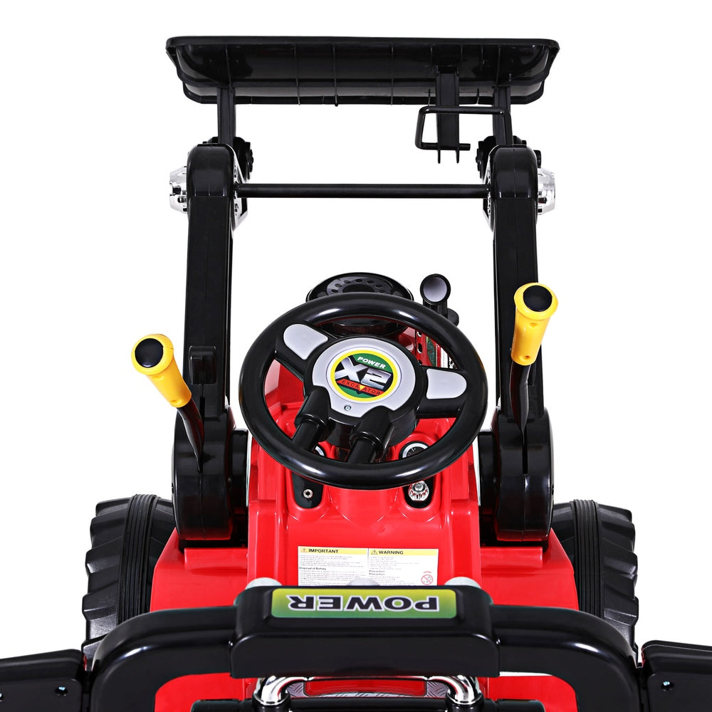 Kids 6V Ride On Dozer Loader Electric Car - Red - Homecoze