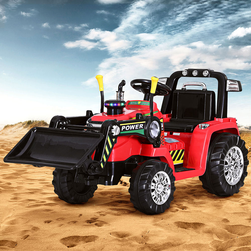 Kids 6V Ride On Dozer Loader Electric Car - Red - Homecoze