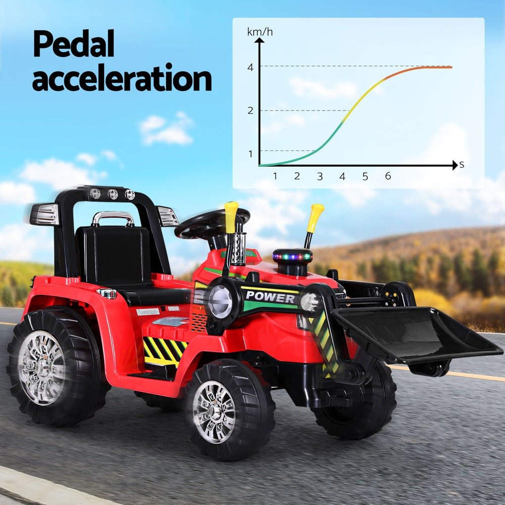Kids 6V Ride On Dozer Loader Electric Car - Red - Homecoze