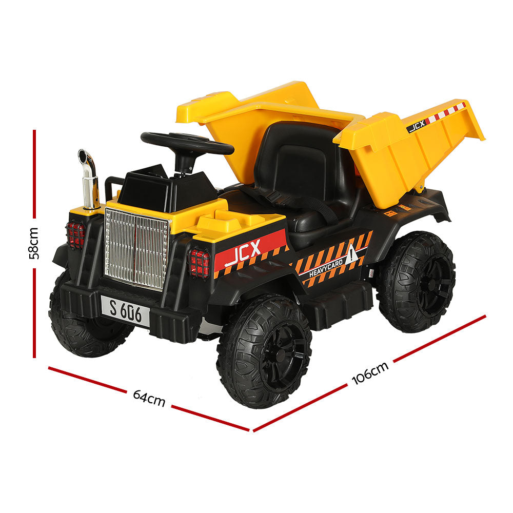 Kids 6V Ride On Dumptruck Electric Car - Yellow - Homecoze