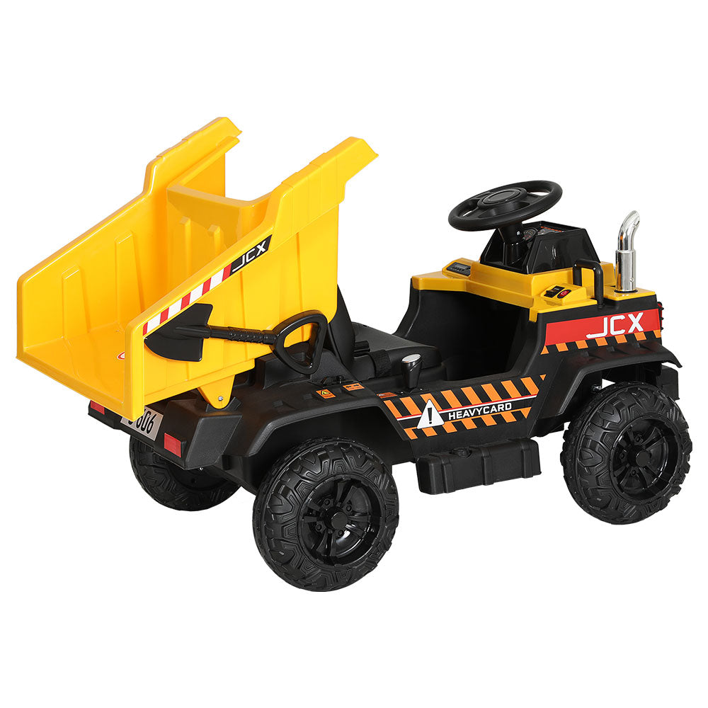 Kids 6V Ride On Dumptruck Electric Car - Yellow - Homecoze