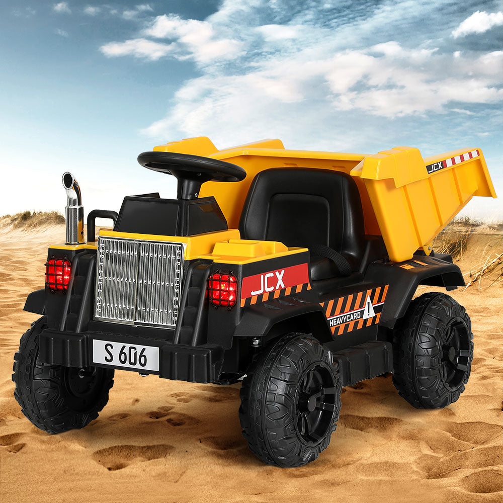 Kids 6V Ride On Dumptruck Electric Car - Yellow - Homecoze