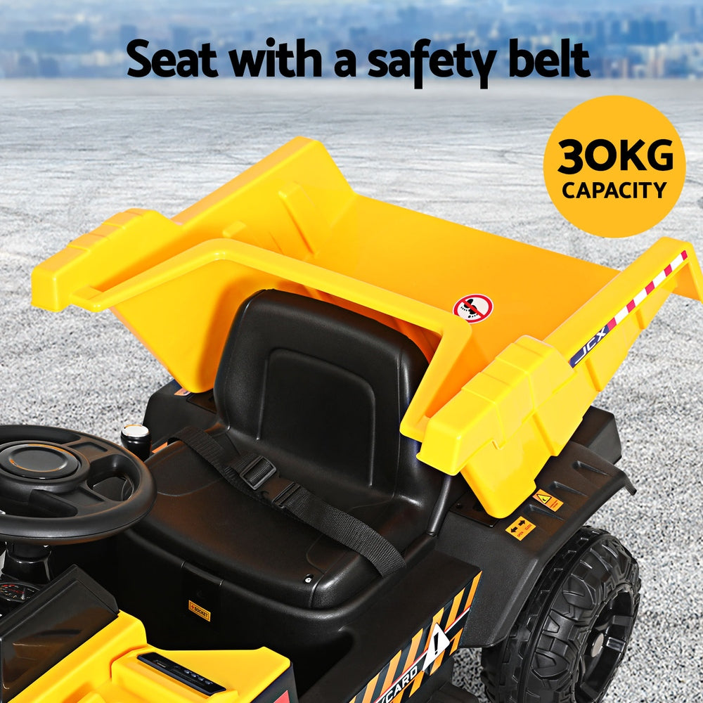 Kids 6V Ride On Dumptruck Electric Car - Yellow - Homecoze