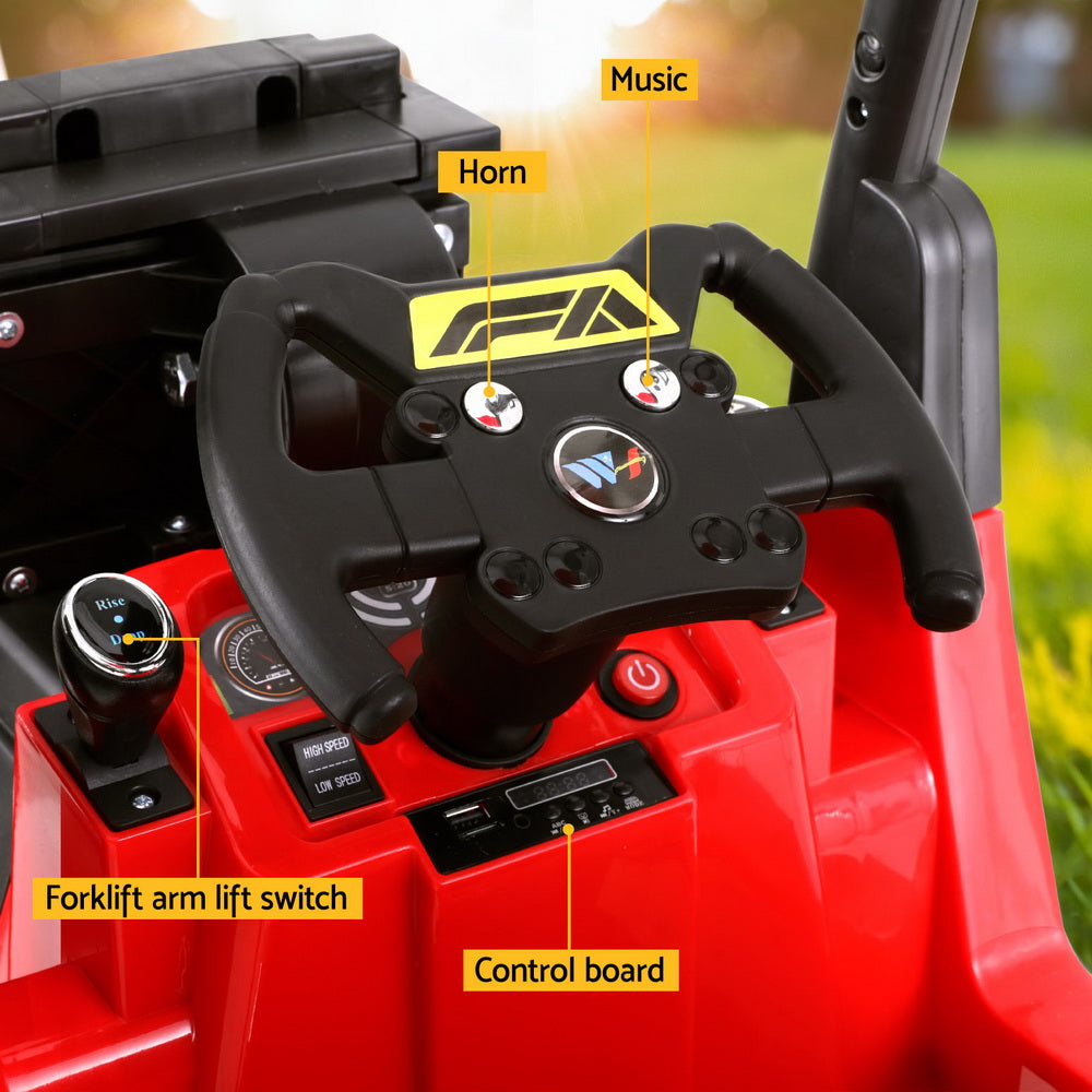 Kids Electric Ride Forklift Car with Remote 12V - Red - Homecoze