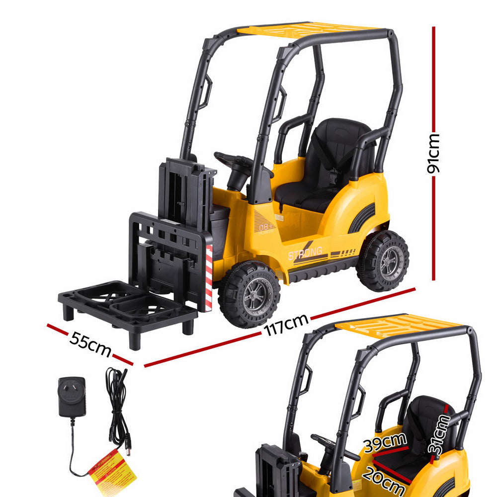 Kids Electric Ride Forklift Car with Remote 12V - Yellow - Homecoze