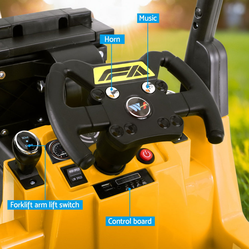 Kids Electric Ride Forklift Car with Remote 12V - Yellow - Homecoze