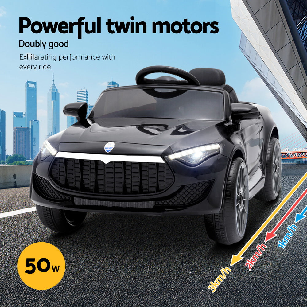 Kids Ride On Car Electric Toys 12V Battery Remote Control Black MP3 LED - Homecoze