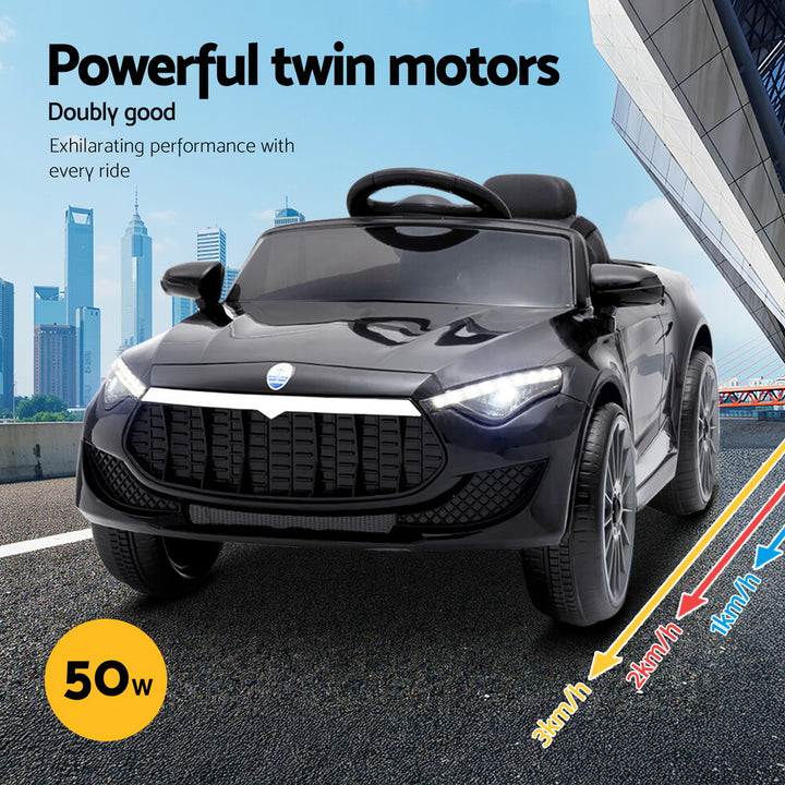 Kids Ride On Car Electric Toys 12V Battery Remote Control Black MP3 LED - Homecoze