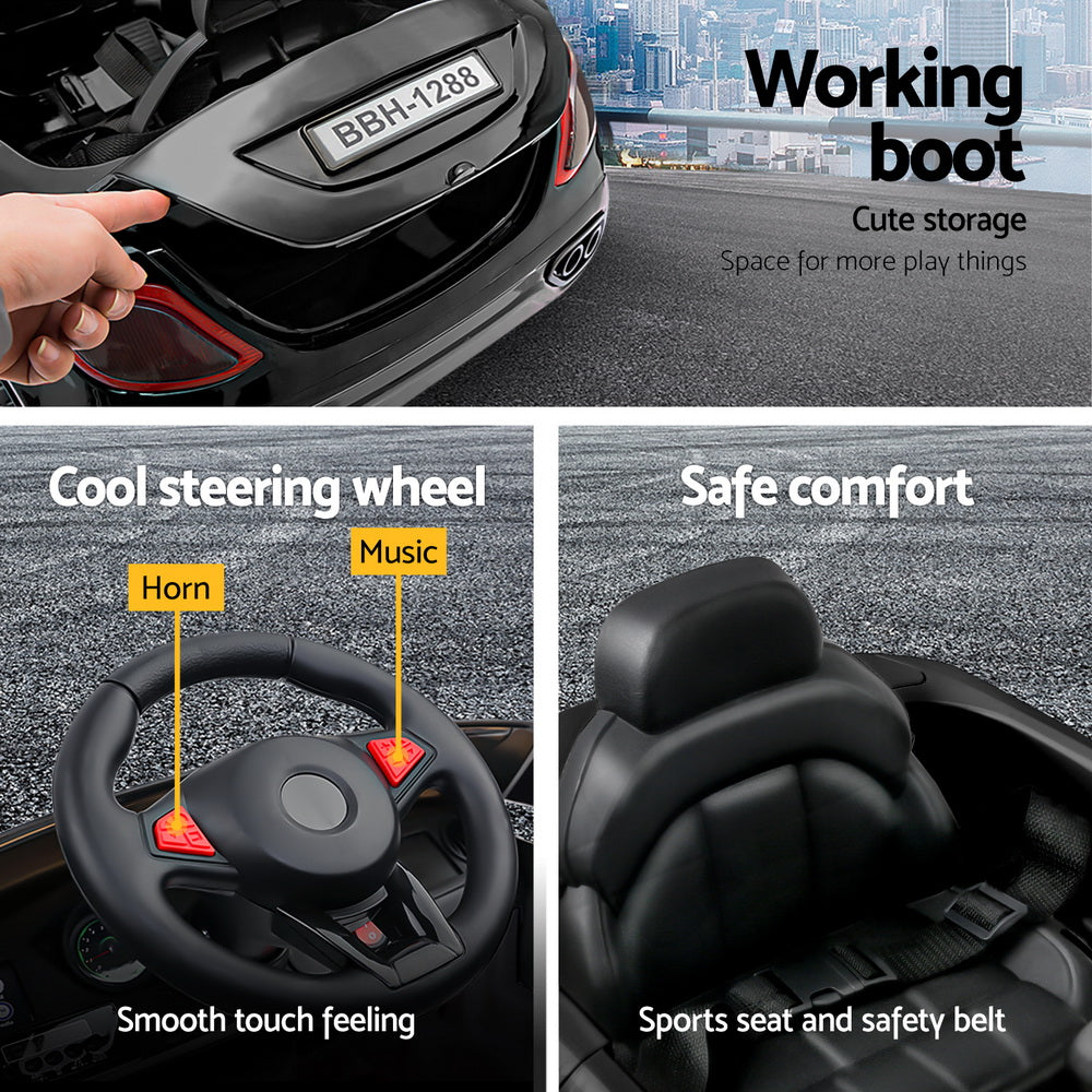 Kids Ride On Car Electric Toys 12V Battery Remote Control Black MP3 LED - Homecoze