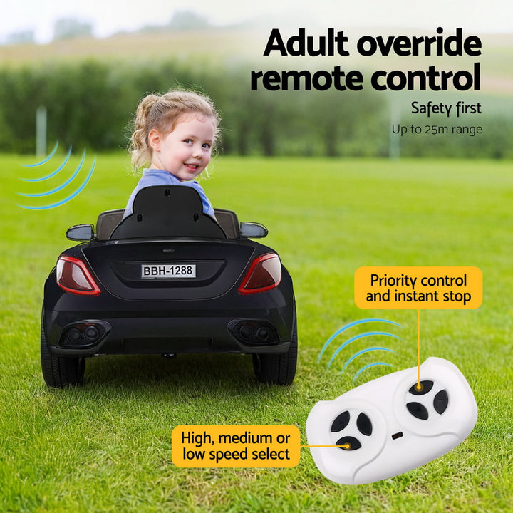 Kids Ride On Car Electric Toys 12V Battery Remote Control Black MP3 LED - Homecoze