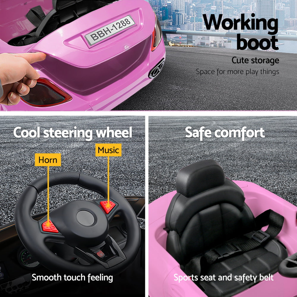 Kids Ride On Car Battery Electric Toy Remote Control Pink Cars Dual Motor - Homecoze