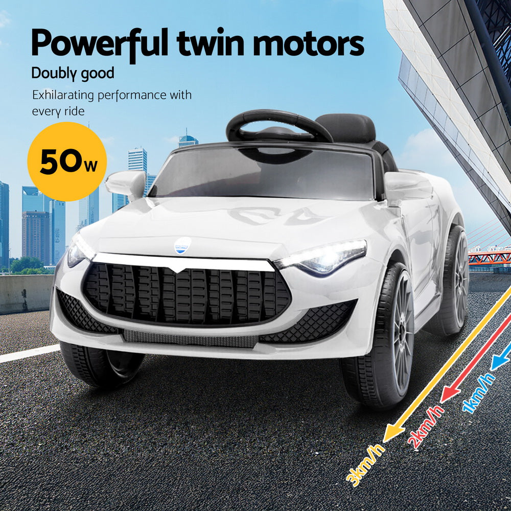 Kids Ride On Car Electric Toys 12V Battery Remote Control White MP3 LED - Homecoze