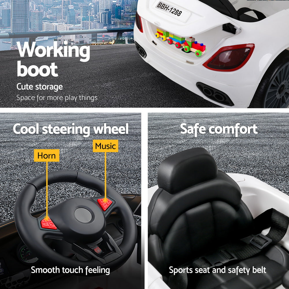 Kids Ride On Car Electric Toys 12V Battery Remote Control White MP3 LED - Homecoze