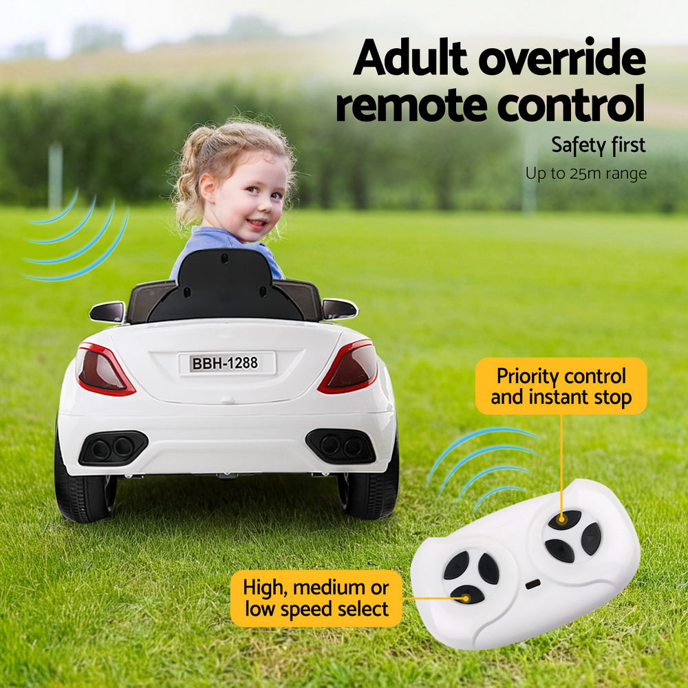 Kids Ride On Car Electric Toys 12V Battery Remote Control White MP3 LED - Homecoze