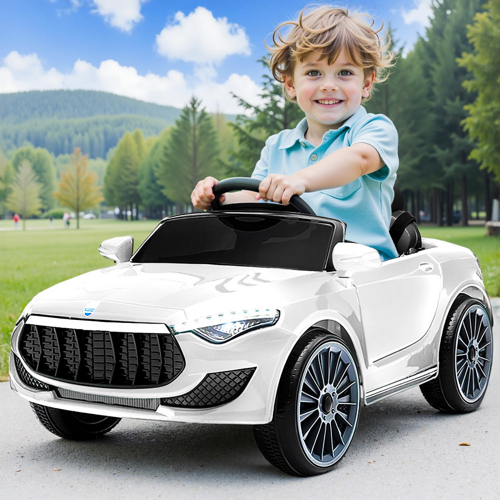 Kids Ride On Car Electric Toys 12V Battery Remote Control White MP3 LED - Homecoze