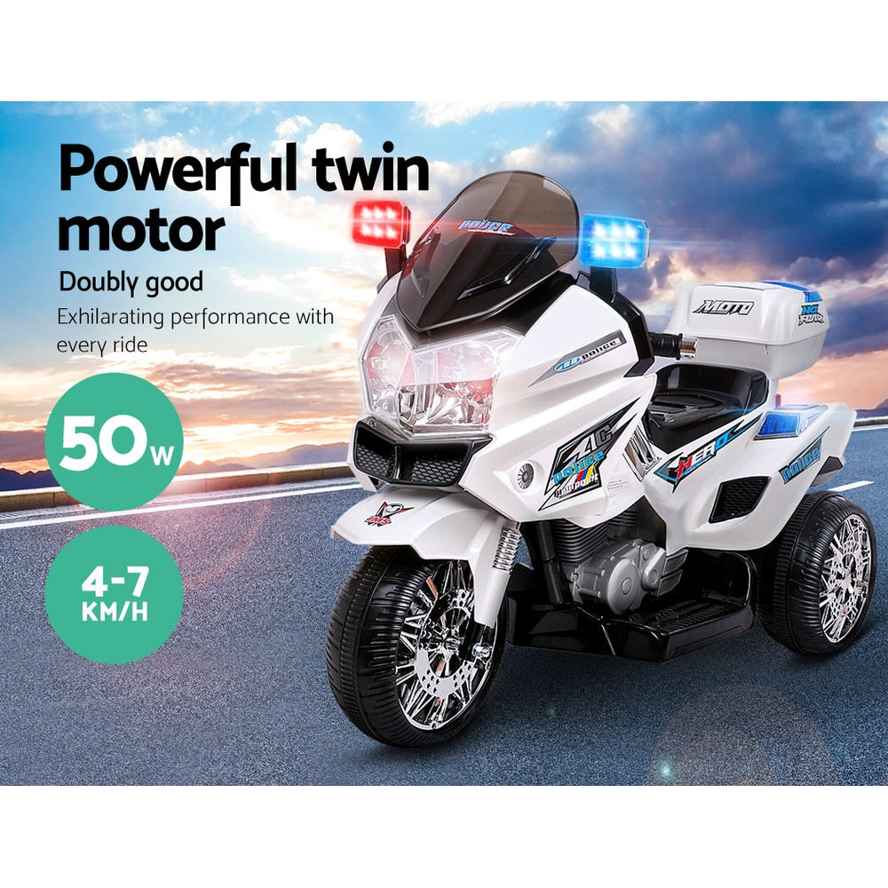 Kids Ride On Motorbike Motorcycle Car White - Homecoze