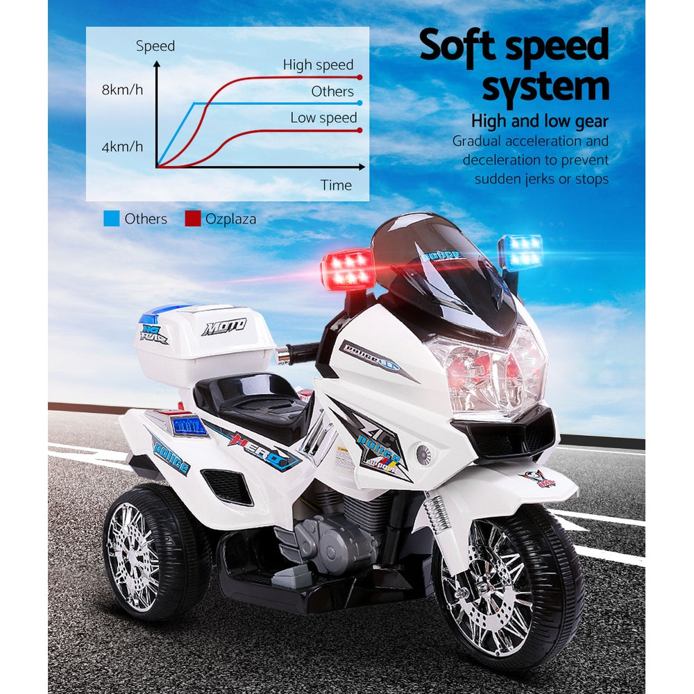 Kids Ride On Motorbike Motorcycle Car White - Homecoze