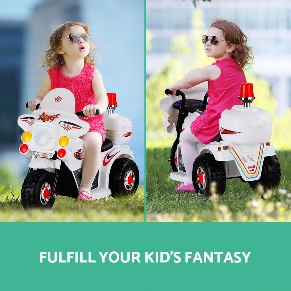 Kids Ride On Motorbike Motorcycle Car Toys White - Homecoze