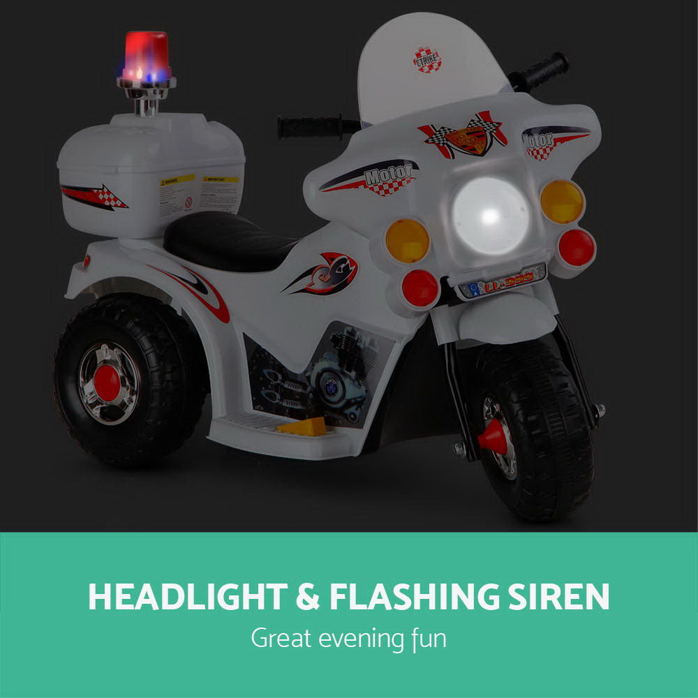 Kids Ride On Motorbike Motorcycle Car Toys White - Homecoze