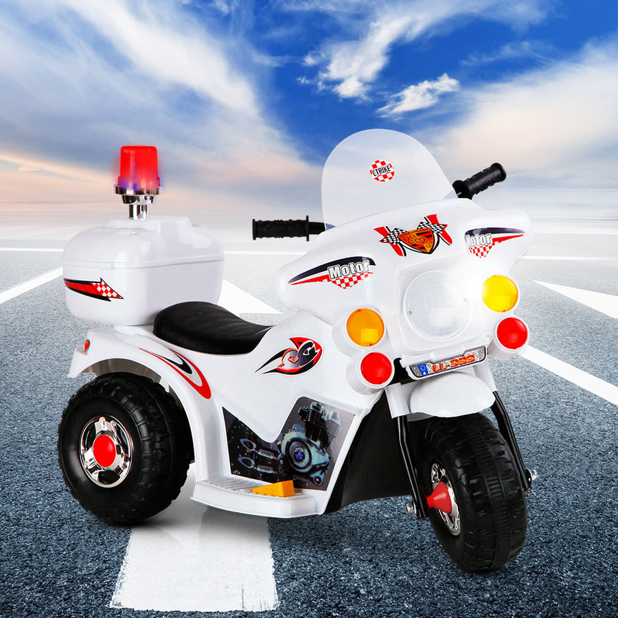 Kids Ride On Motorbike Motorcycle Car Toys White - Homecoze