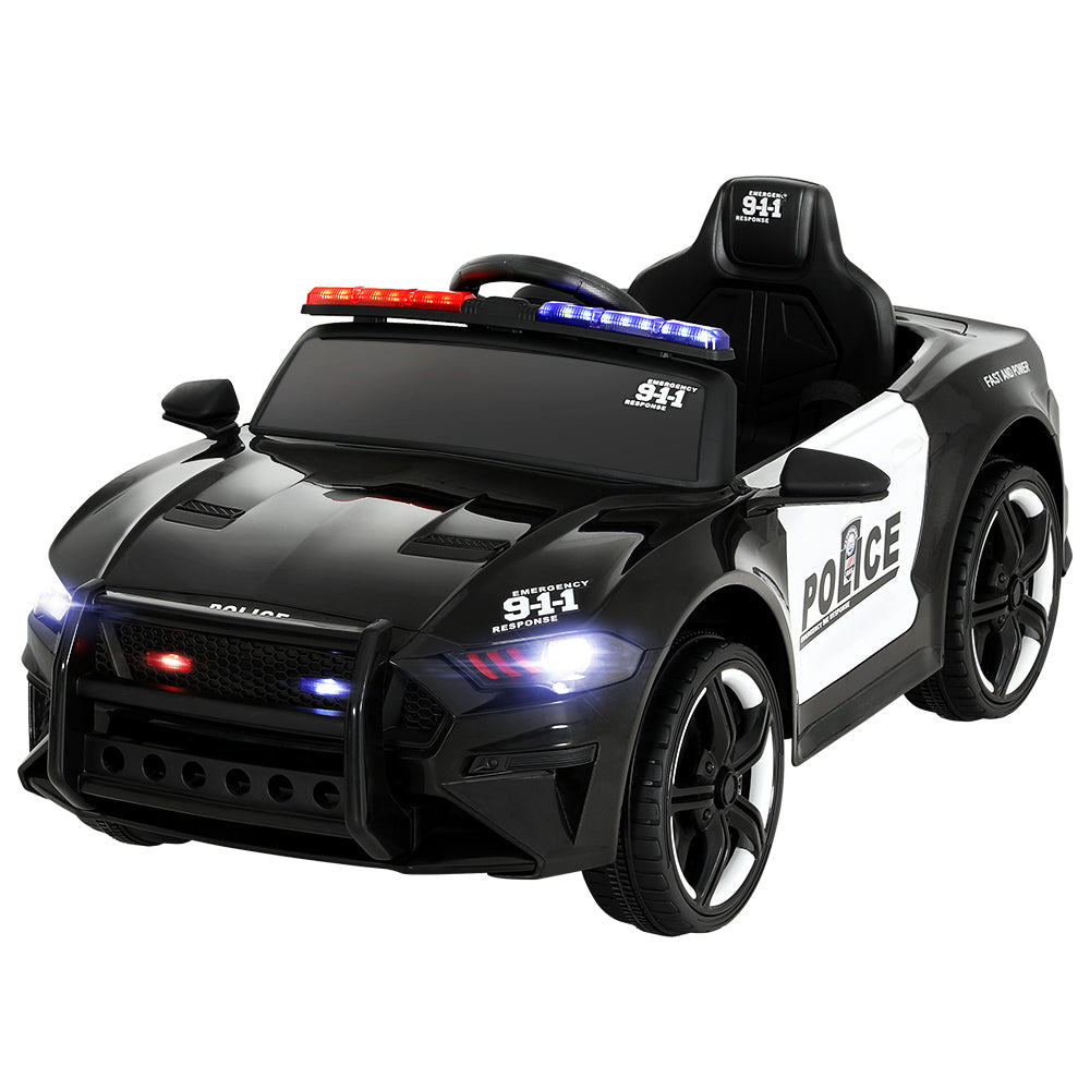 Kids Ride On Car Electric Patrol Police Cars Battery Powered Toy 12V Black - Homecoze