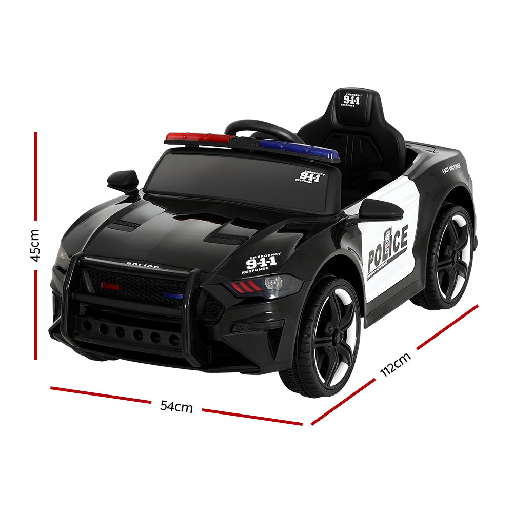 Kids Ride On Car Electric Patrol Police Cars Battery Powered Toy 12V Black - Homecoze