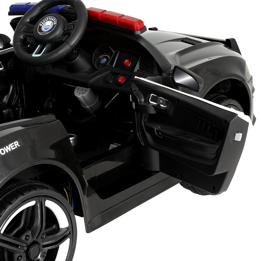 Kids Ride On Car Electric Patrol Police Cars Battery Powered Toy 12V Black - Homecoze
