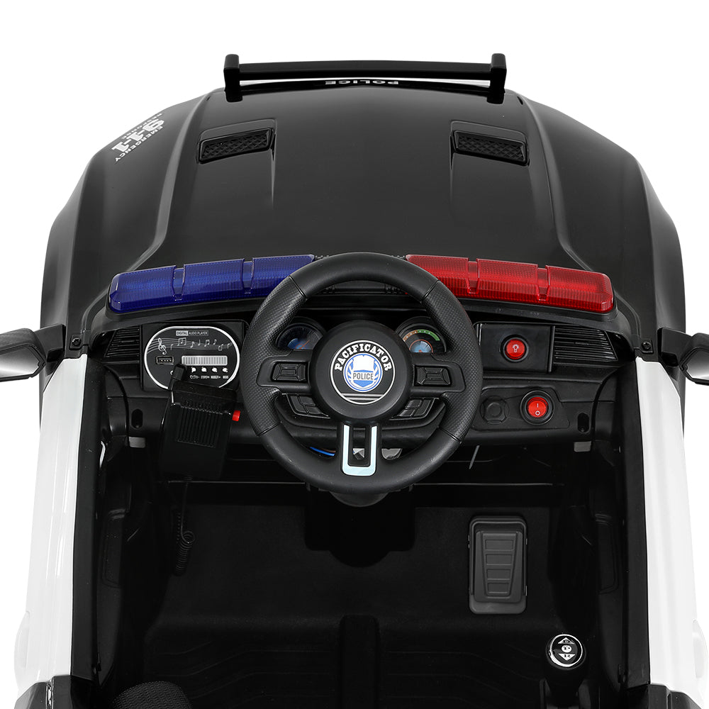 Kids Ride On Car Electric Patrol Police Cars Battery Powered Toy 12V Black - Homecoze