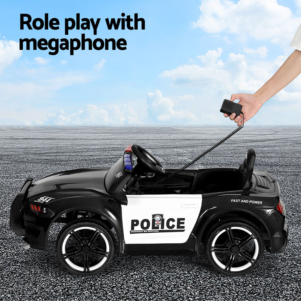 Kids Ride On Car Electric Patrol Police Cars Battery Powered Toy 12V Black - Homecoze