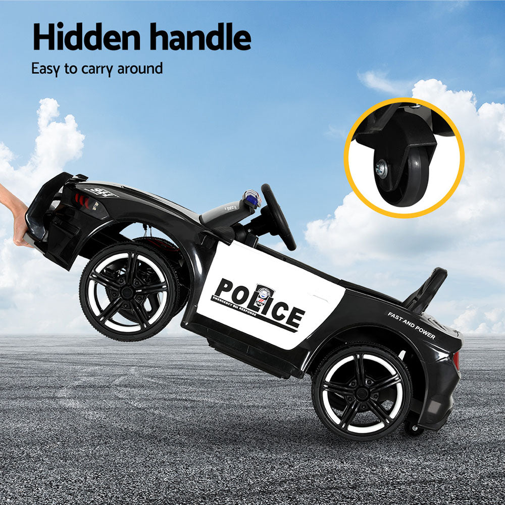 Kids Ride On Car Electric Patrol Police Cars Battery Powered Toy 12V Black - Homecoze