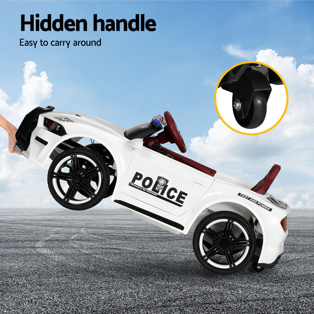 Kids Ride On Car Electric Patrol Police Car Battery Powered Toy 12V White - Homecoze
