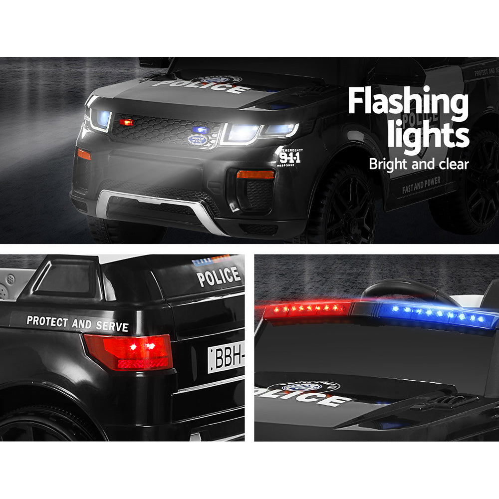 Kids Ride On Electric Patrol Police Car with Remote Control 12V Black - Homecoze