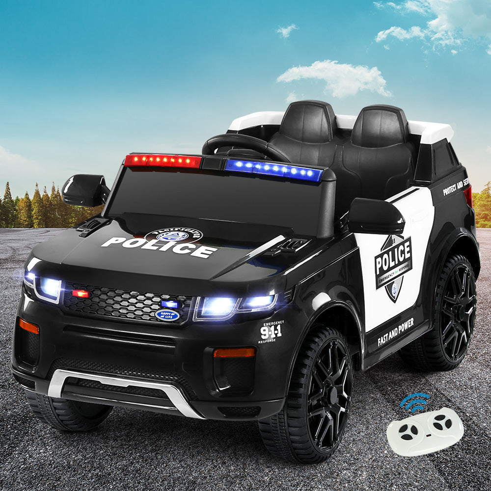 Kids Ride On Electric Patrol Police Car with Remote Control 12V Black - Homecoze
