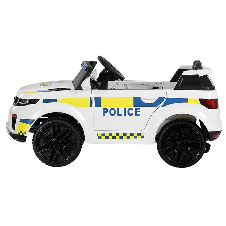 Kids Ride On Electric Police Car with Remote Control 12V White - Homecoze